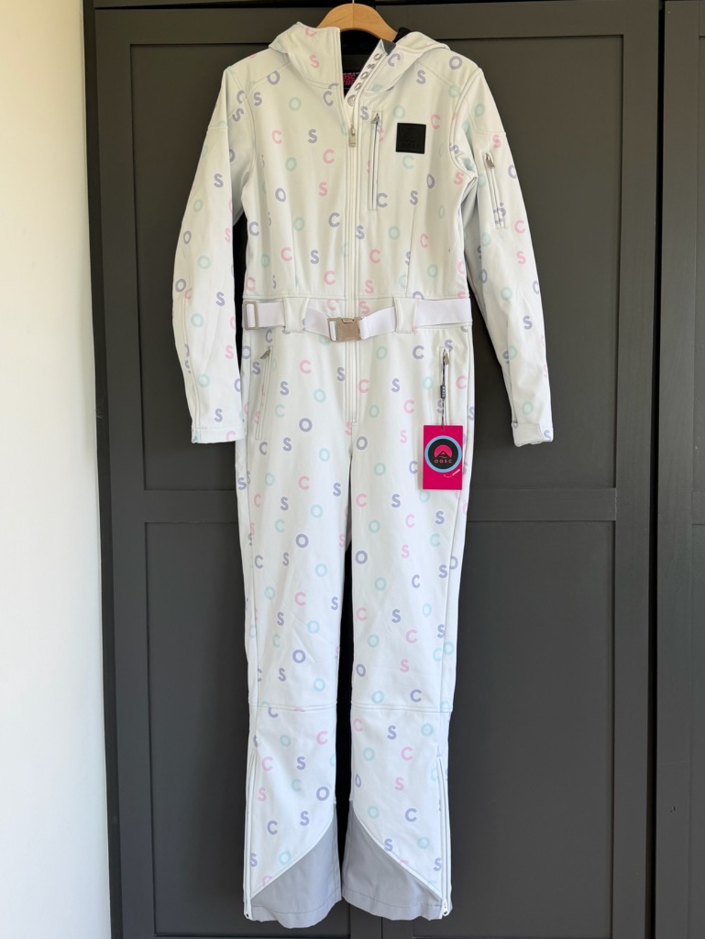 OOSC l Women's White Luxury Print Chic Ski Suit | L
